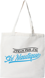 Tote bag coton recyclé j'peux pas j'ai ski nautique