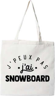 Tote bag coton recyclé j'peux pas j'ai snowboard 2