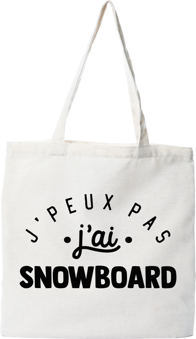 Tote bag coton recyclé j'peux pas j'ai snowboard 2