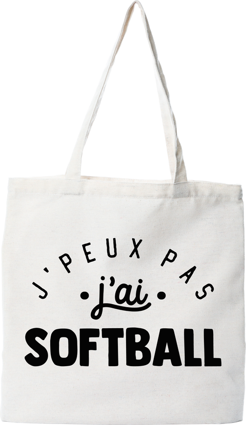 Tote bag coton recyclé j'peux pas j'ai softball 2