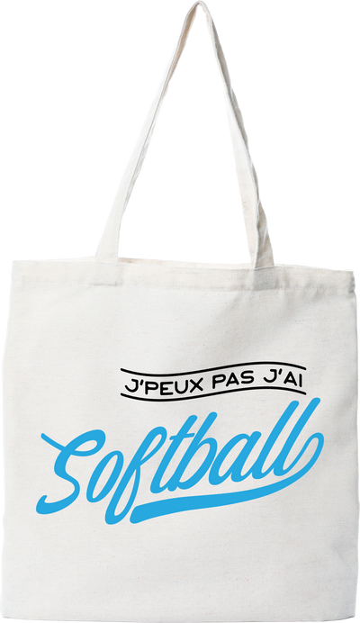 Tote bag coton recyclé j'peux pas j'ai softball