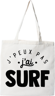 Tote bag coton recyclé j'peux pas j'ai surf 2
