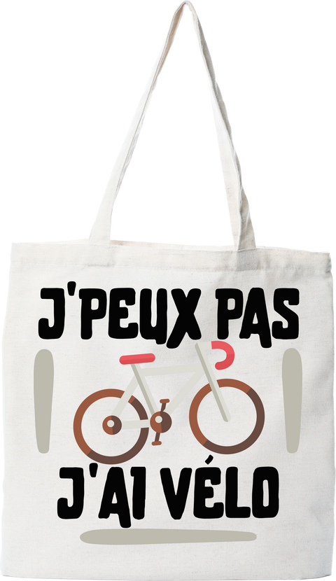 Tote bag coton recyclé j'peux pas j'ai vélo 3