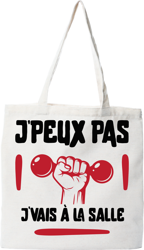 Tote bag coton recyclé j'peux pas j'vais à la salle