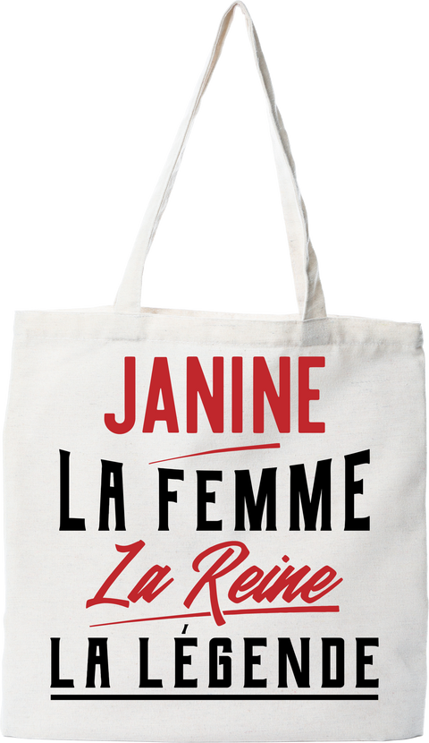 Tote bag coton recyclé janine la femme la reine la légende