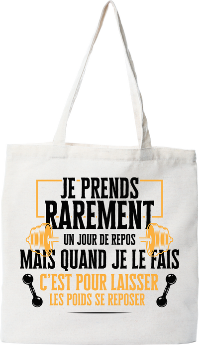Tote bag coton recyclé je laisse les poids se reposer