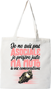 Tote bag coton recyclé je ne suis pas asociale