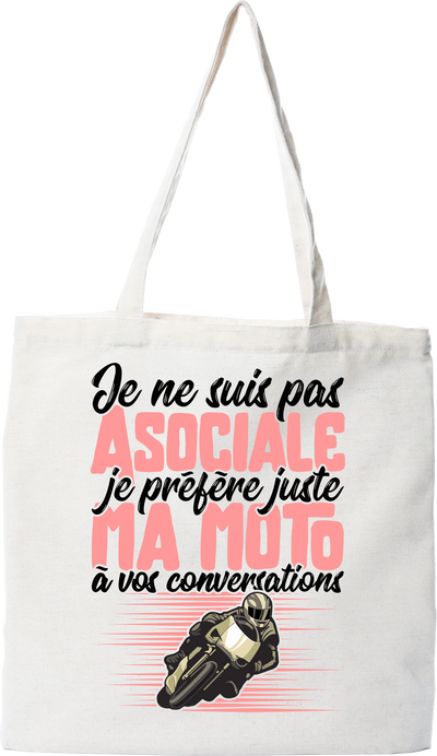 Tote bag coton recyclé je ne suis pas asociale