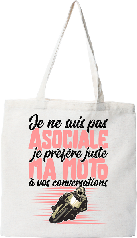 Tote bag coton recyclé je ne suis pas asociale
