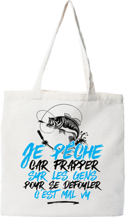 Tote bag coton recyclé je pêche pour me défouler