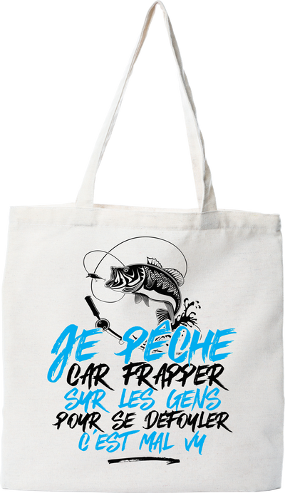 Tote bag coton recyclé je pêche pour me défouler