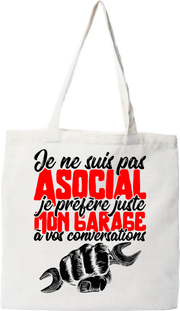 Tote bag coton recyclé je préfère mon garage
