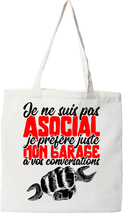 Tote bag coton recyclé je préfère mon garage