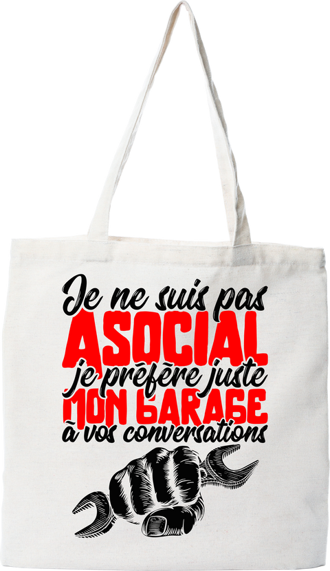 Tote bag coton recyclé je préfère mon garage