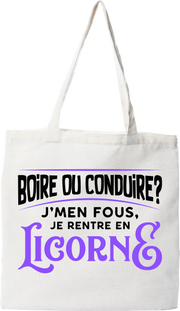 Tote bag coton recyclé je rentre en licorne