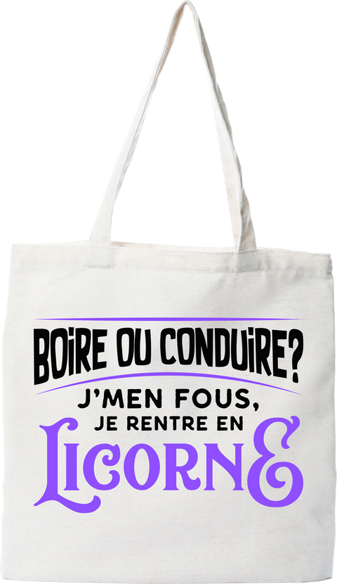 Tote bag coton recyclé je rentre en licorne