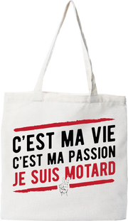 Tote bag coton recyclé je suis motard