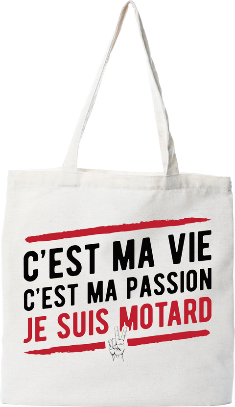 Tote bag coton recyclé je suis motard