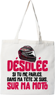 Tote bag coton recyclé je suis sur ma moto