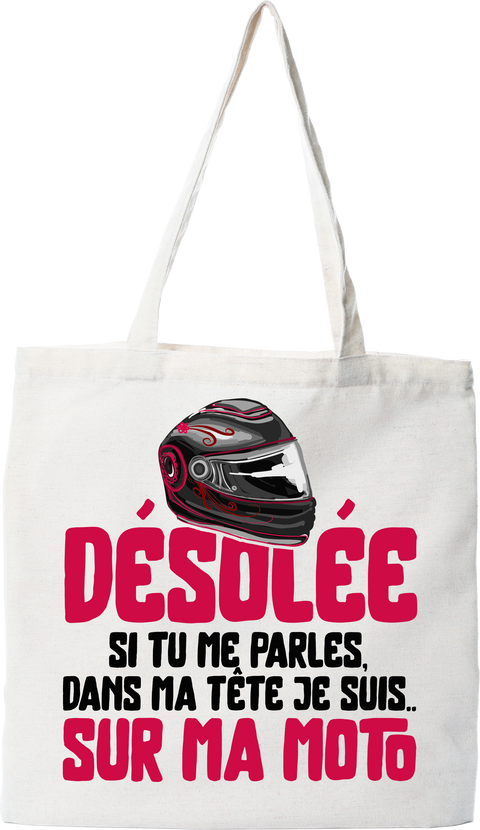 Tote bag coton recyclé je suis sur ma moto