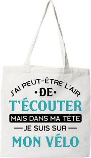 Tote bag coton recyclé je suis sur mon vélo