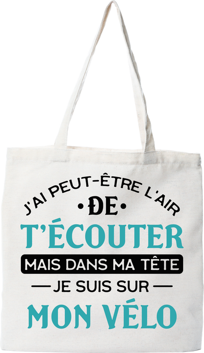 Tote bag coton recyclé je suis sur mon vélo