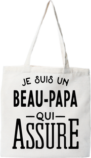 Tote bag coton recyclé je suis un beau-papa qui assure