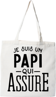 Tote bag coton recyclé je suis un papi qui assure