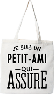 Tote bag coton recyclé je suis un petit-ami qui assure