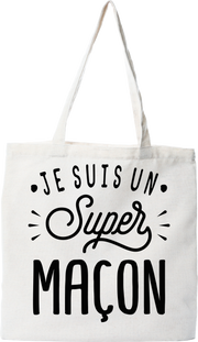 Tote bag coton recyclé je suis un super maçon