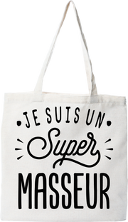 Tote bag coton recyclé je suis un super masseur
