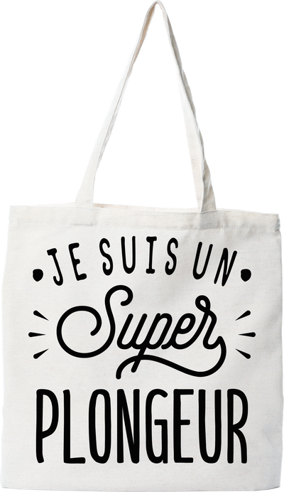 Tote bag coton recyclé je suis un super plongeur