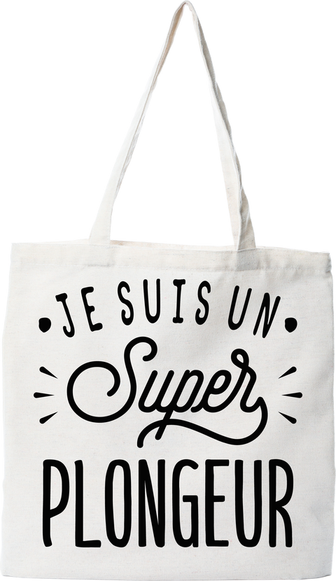 Tote bag coton recyclé je suis un super plongeur