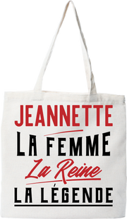 Tote bag coton recyclé jeannette la femme la reine la légende