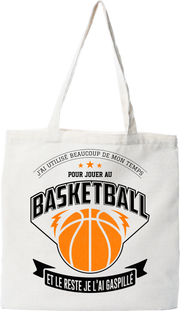 Tote bag coton recyclé jouer au basketball