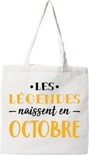 Tote bag coton recyclé légende d'octobre