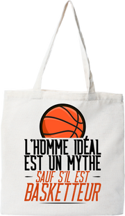 Tote bag coton recyclé l'homme idéal est basketteur