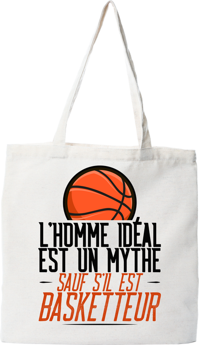 Tote bag coton recyclé l'homme idéal est basketteur