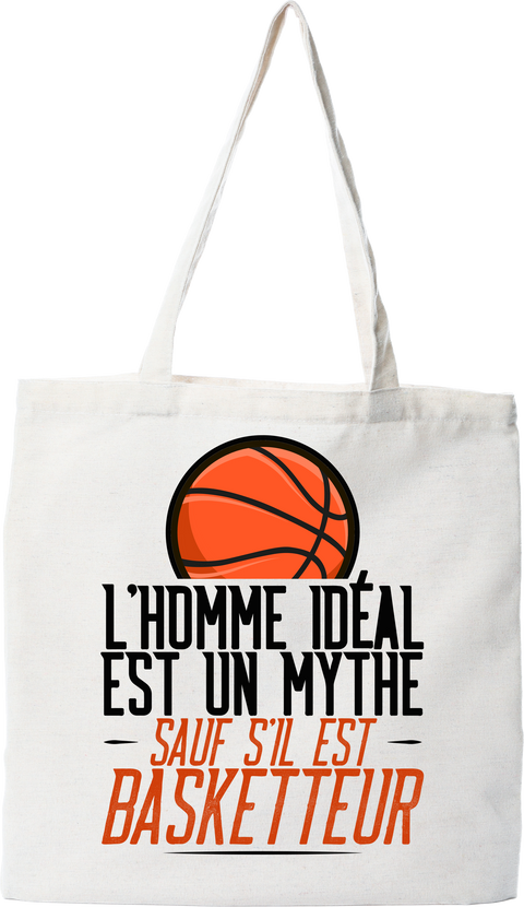 Tote bag coton recyclé l'homme idéal est basketteur