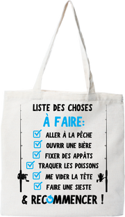 Tote bag coton recyclé la liste du pêcheur