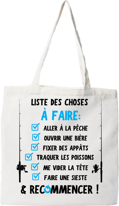 Tote bag coton recyclé la liste du pêcheur