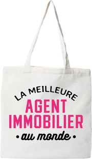 Tote bag coton recyclé la meilleure agent immobilier au monde
