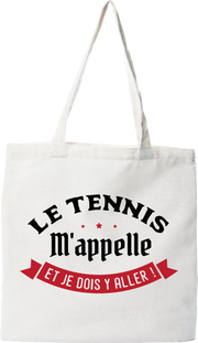 Tote bag coton recyclé le tennis m'appelle