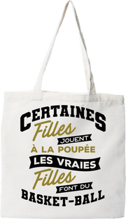 Tote bag coton recyclé les filles jouent au basket