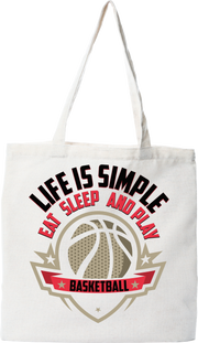 Tote bag coton recyclé life is simple basket