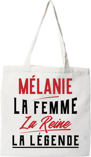 Tote bag coton recyclé mélanie la femme la reine la légende