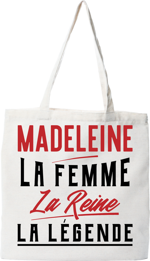 Tote bag coton recyclé madeleine la femme la reine la légende