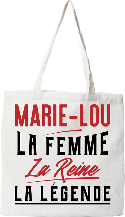 Tote bag coton recyclé marie-lou la femme la reine la légende