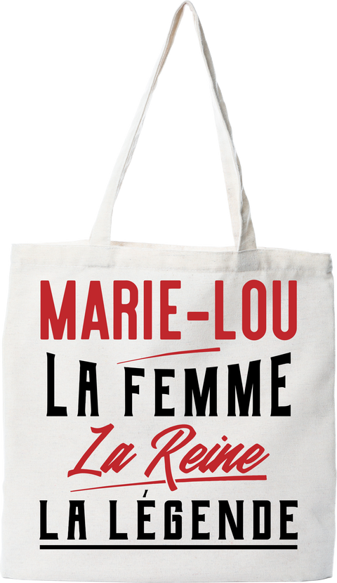 Tote bag coton recyclé marie-lou la femme la reine la légende