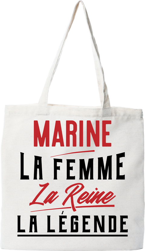Tote bag coton recyclé marine la femme la reine la légende